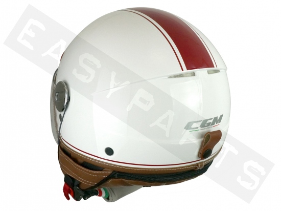 Helmet Demi Jet CGM 109V Globo Vintage helmet white / burgundy (long visor)